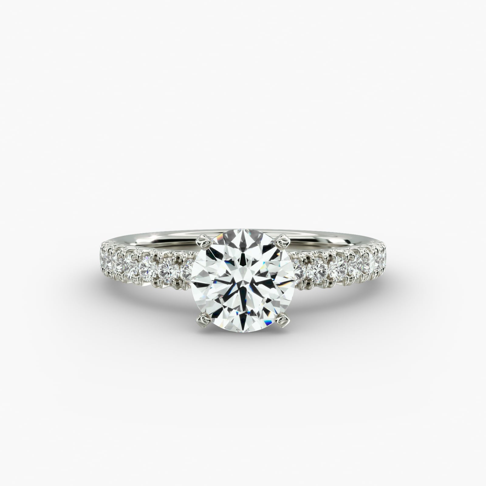 French Pavé Diamond Engagement Ring in Platinum