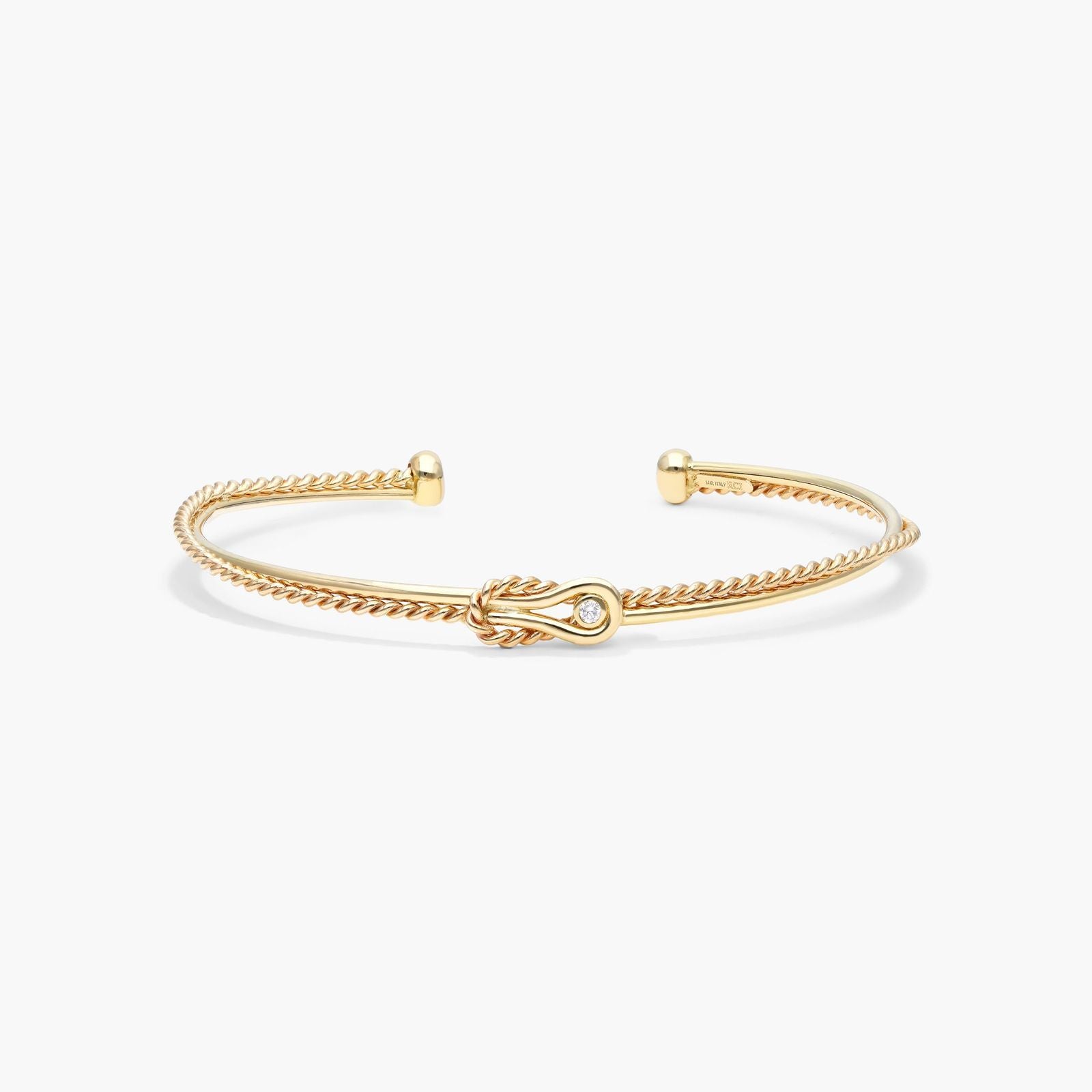 Infinity Rope Cuff Diamond Bracelet In 14K Yellow Gold