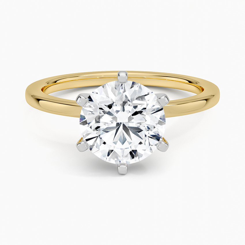 Six-Prong Petite Comfort Fit 1.5mm Solitaire Ring in 18K Yellow Gold