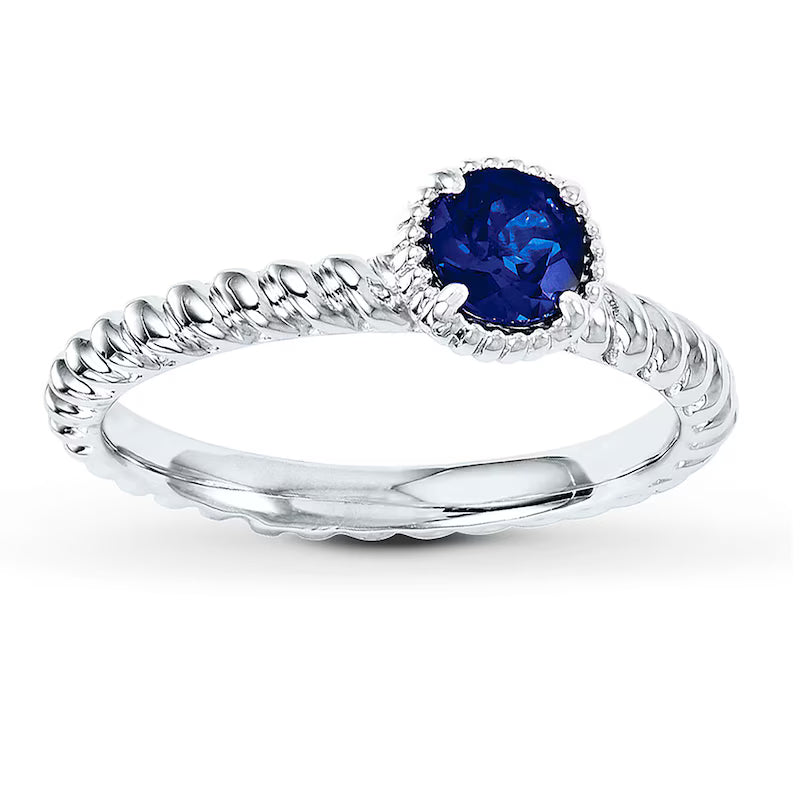 Stackable Ring Lab-Created Sapphire Sterling Silver
