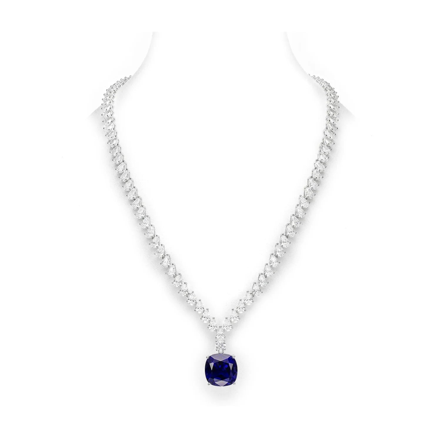 A two-row pavé pendant in 18k gold vermeil and lab-grown white sapphire